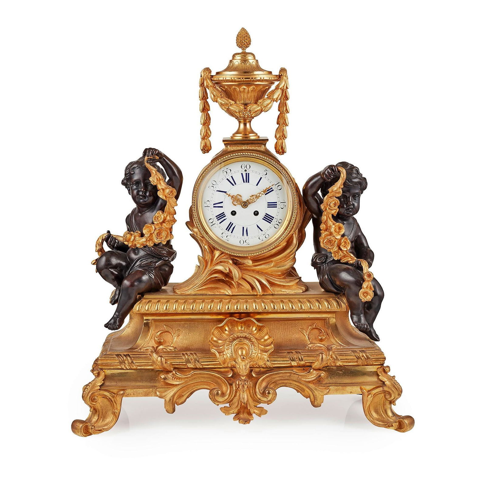 Large French Gilt and Patinated Bronze Mantel Clock (1 of 3)