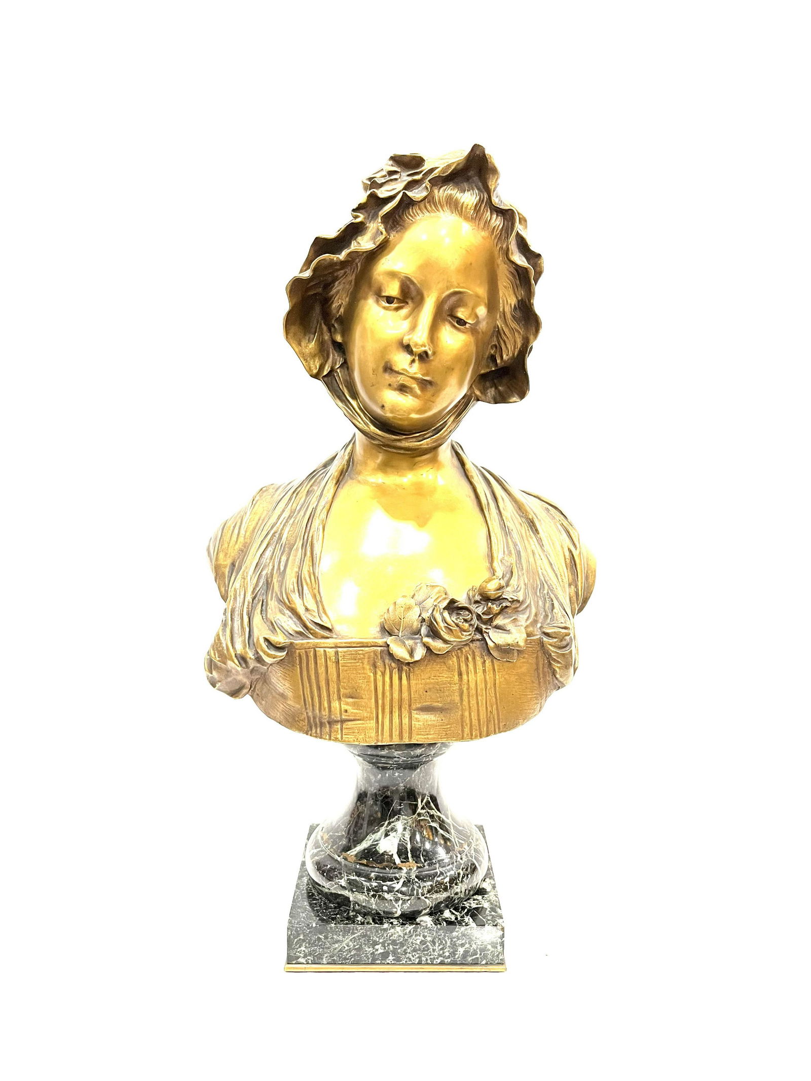 Bronze Bust of a Maiden Signed G. F. Pamano (1 of 8)