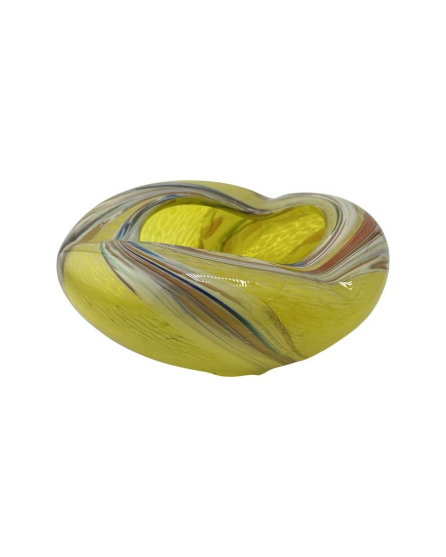 Vintage Venetian Murano Unique Yellow and Multi- Colored Ashtray (1 of 4)