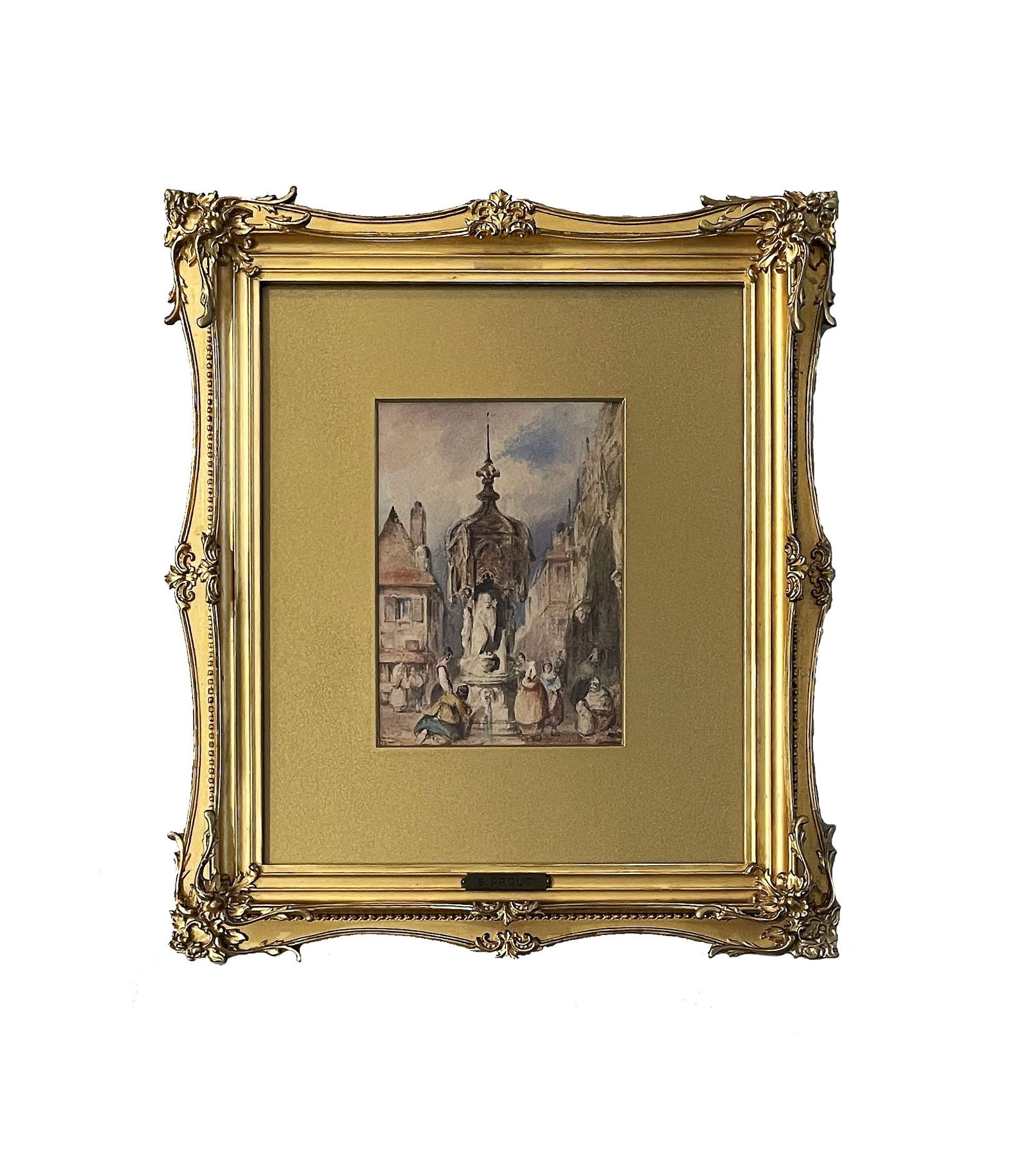 Samuel Prout (1783 - 1852) European: Samuel Prout (1783 - 1852) European Watercolor on Paper Measure 7 1/2"in H x 5 1/4"in W and 16 1/2"in H x 14 1/2"in W with frame Known for: European land-and townscape paintings Biography: Despite suf