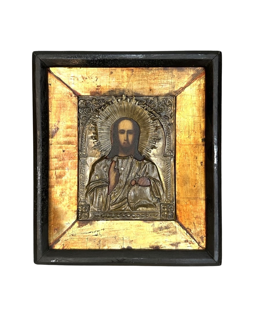 Antique Russian Silver Oklad Icon Jesus Christ Old Riza Religious (1 of 3)