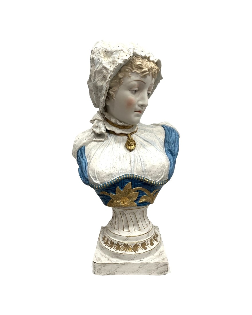 Victorian Bohemian Germany Antique Bisque Porcelain Bust (1 of 8)