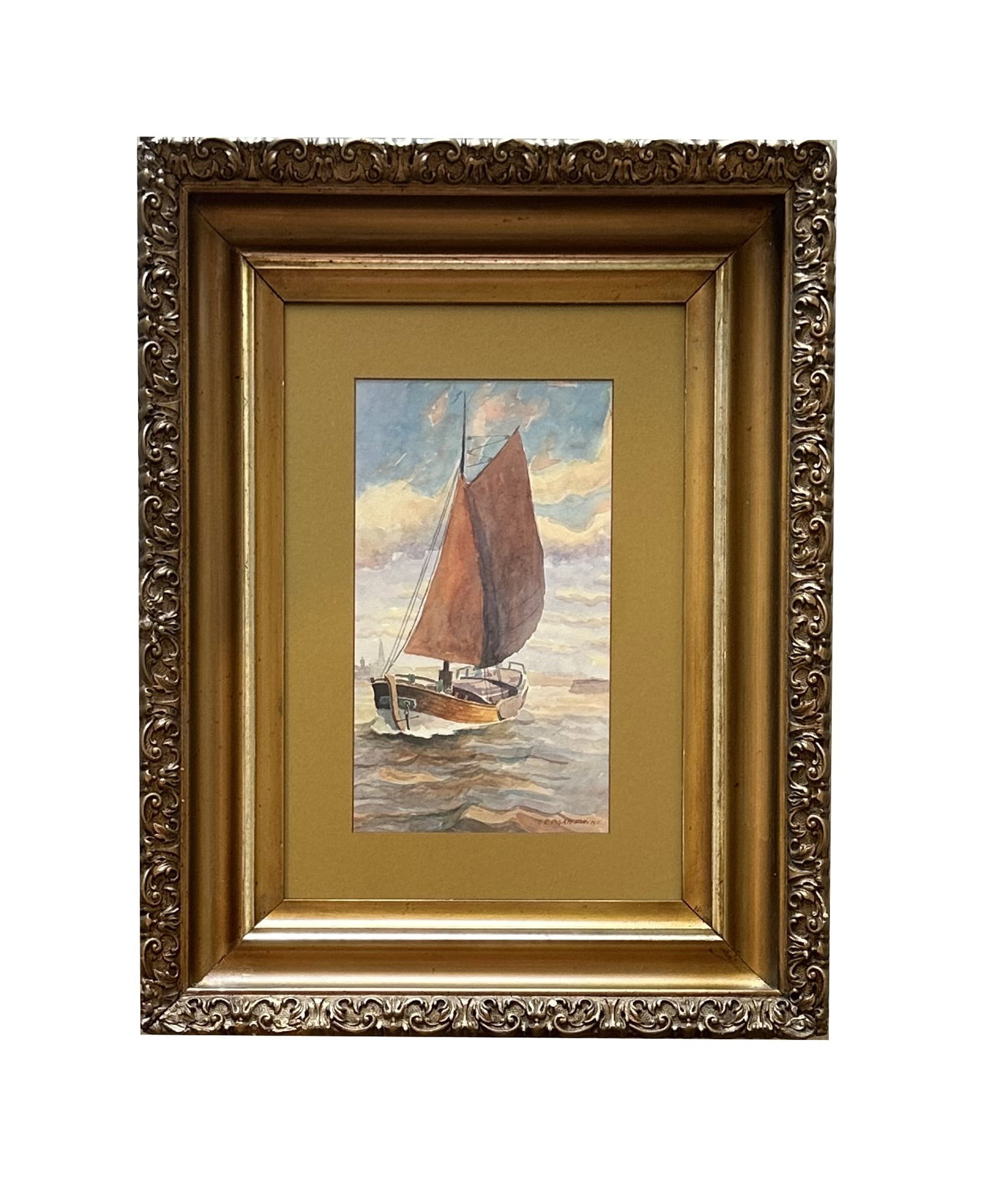 Edgar Alwin Payne (1882-1947) American: Edgar Alwin Payne (1882-1947) American Watercolor on Paper Measure 10 1/2"in H x 6"in W and 20"in H x 15 1/2"in W x 2"in D with frame Known for: Landscape painter, muralist