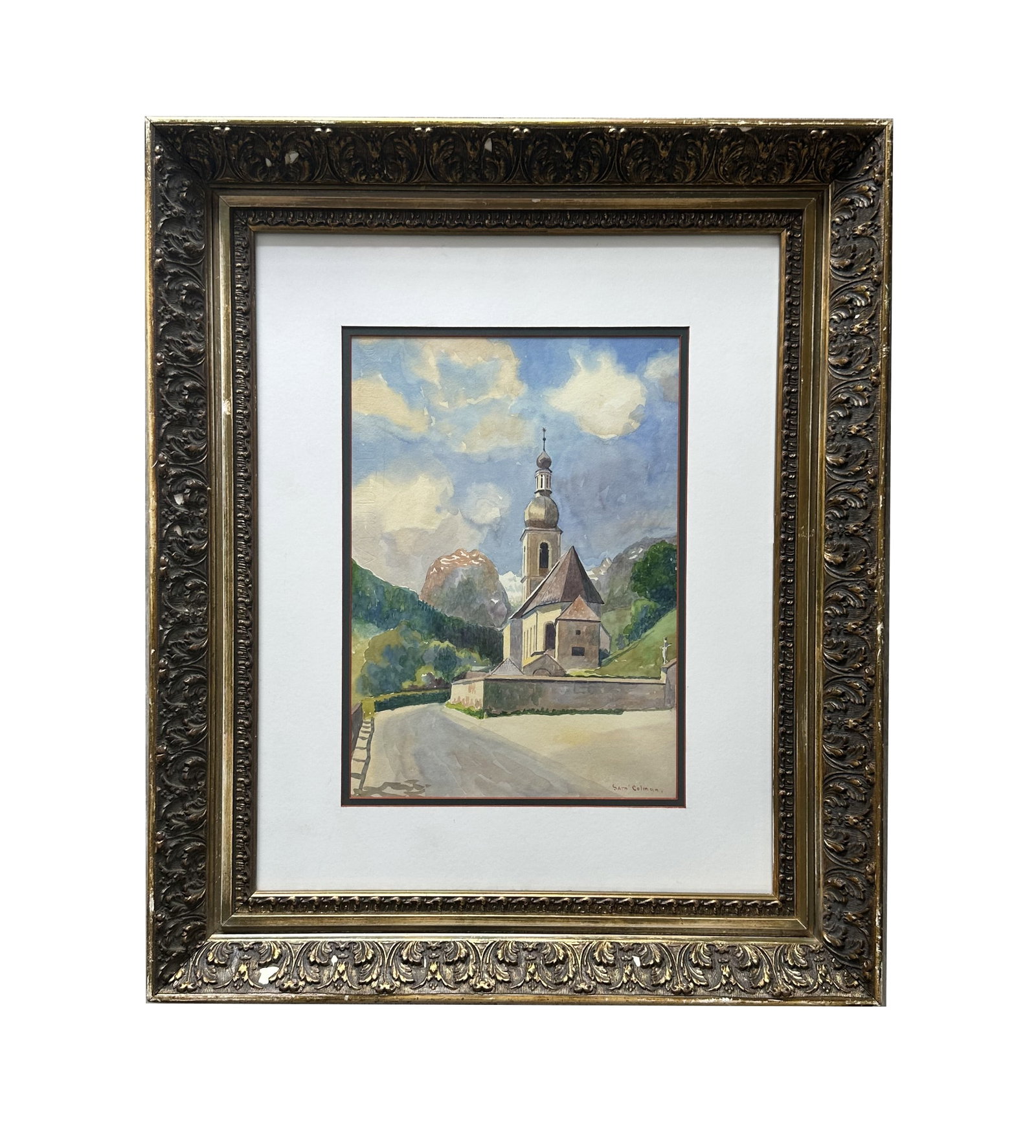 Samuel Colman (1832 - 1920) American: Samuel Colman (1832 - 1920) American Watercolor on Paper Measure 13 3/4"in H x 10"in W and 25 1/2"in H x 21 1/2"in W x 2 1/4"in D with frame Known for: Landscape, animal, genre and botanical painting