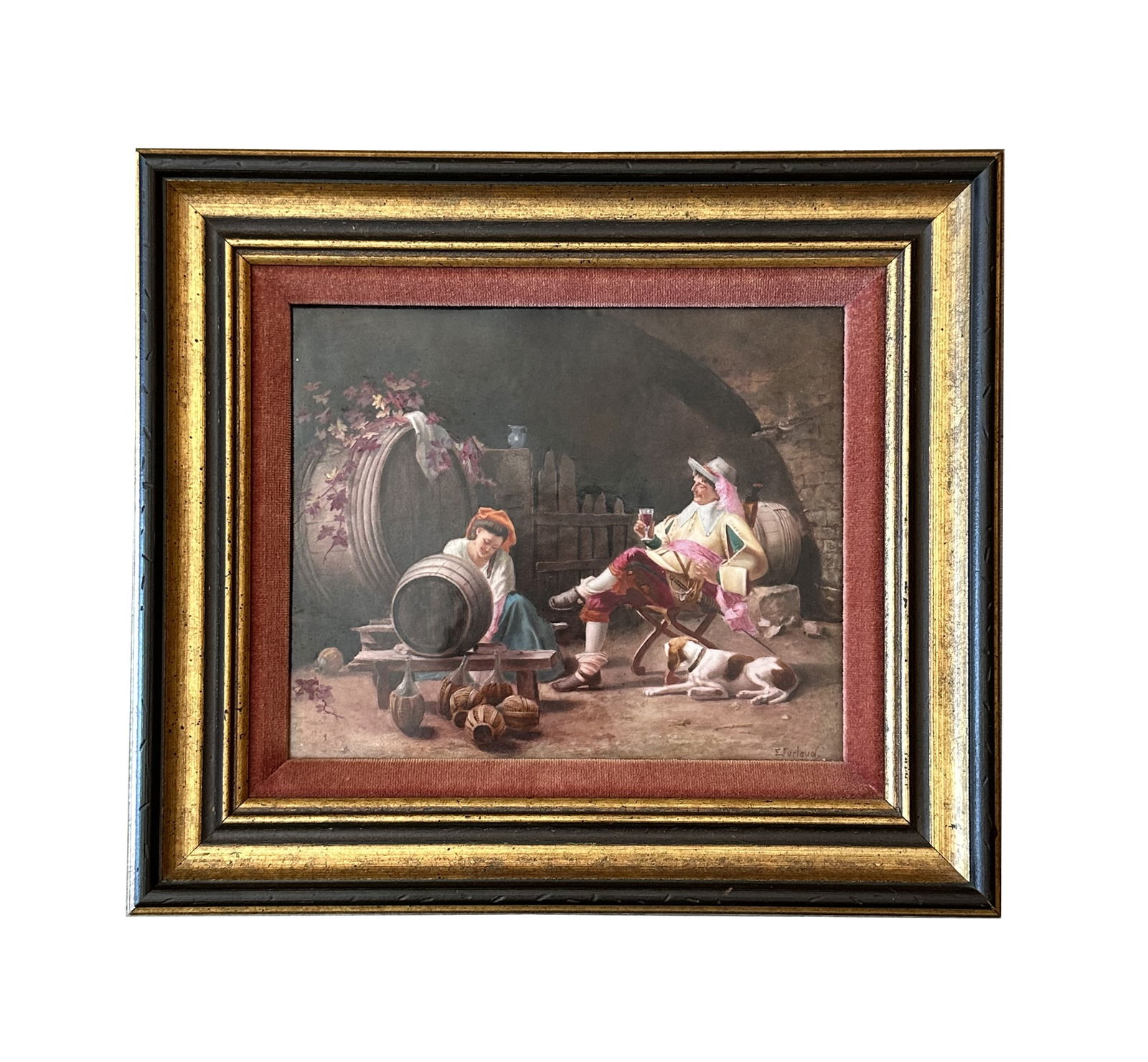 Antique 19th Century KPM Porcelain Plaque By Etienne Furlaud: Antique 19th Century KPM Porcelain Plaque By Etienne Furlaud Measure 7 1/2"in H x 9"in W and 12"in H x 13 1/2"in W with frame