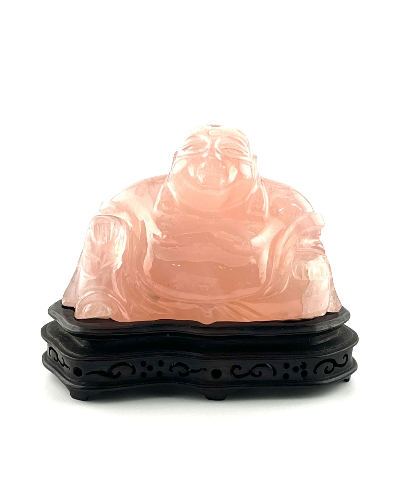 Chinese Carved Rose Quartz Buddha (1 of 4)