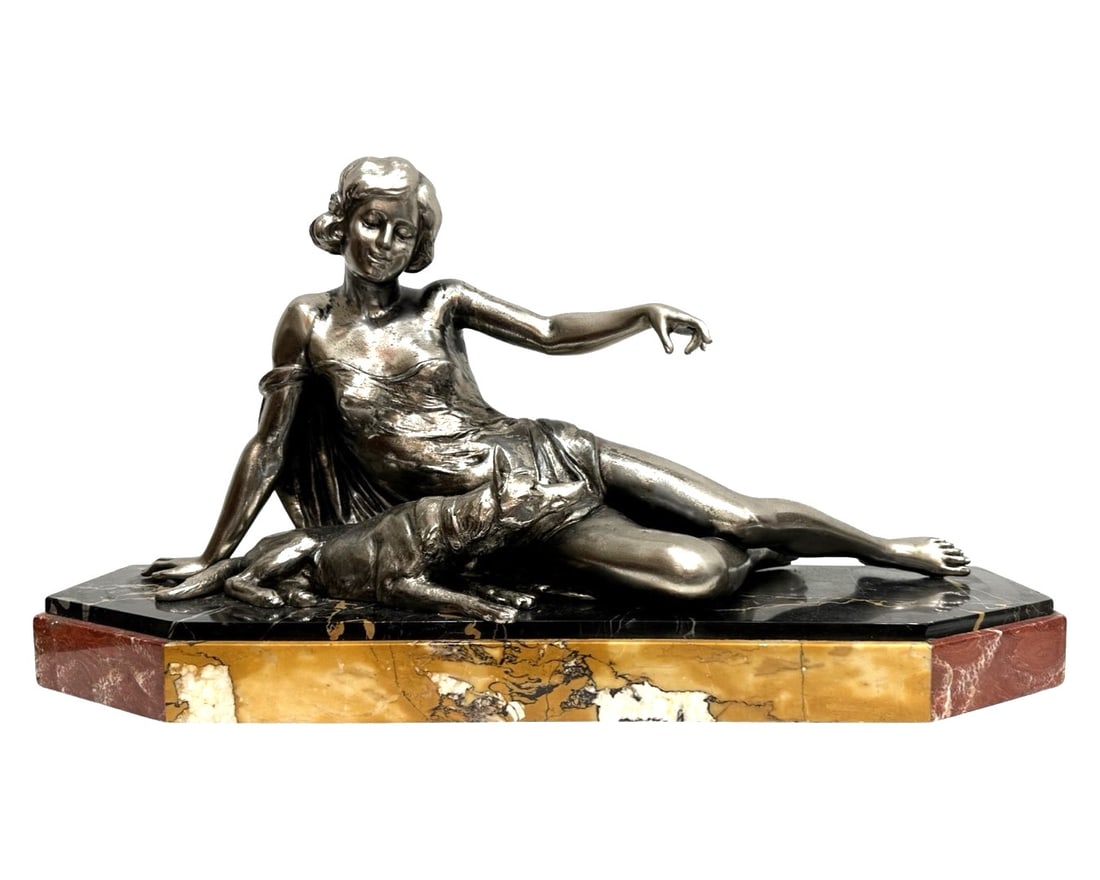 Attributed Armand Godard 19/20 century Metal Pewter Scultpure: Attributed Armand Godard 19/20 century Metal Pewter Scultpure Measure 12 1/4"in H x 23 1/2"in W x 6 3/4"in D