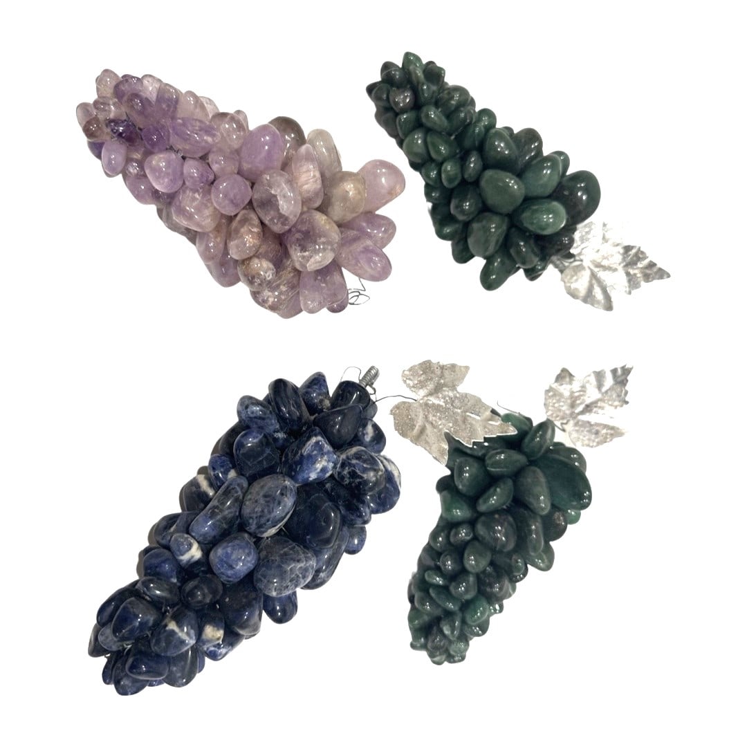 Brazilian Amethyst, Lapis Lazuli and Quartz Grapes Lot: Brazilian Amethyst, Lapis Lazuli and Quartz Grapes Lot Each Measure 6"in