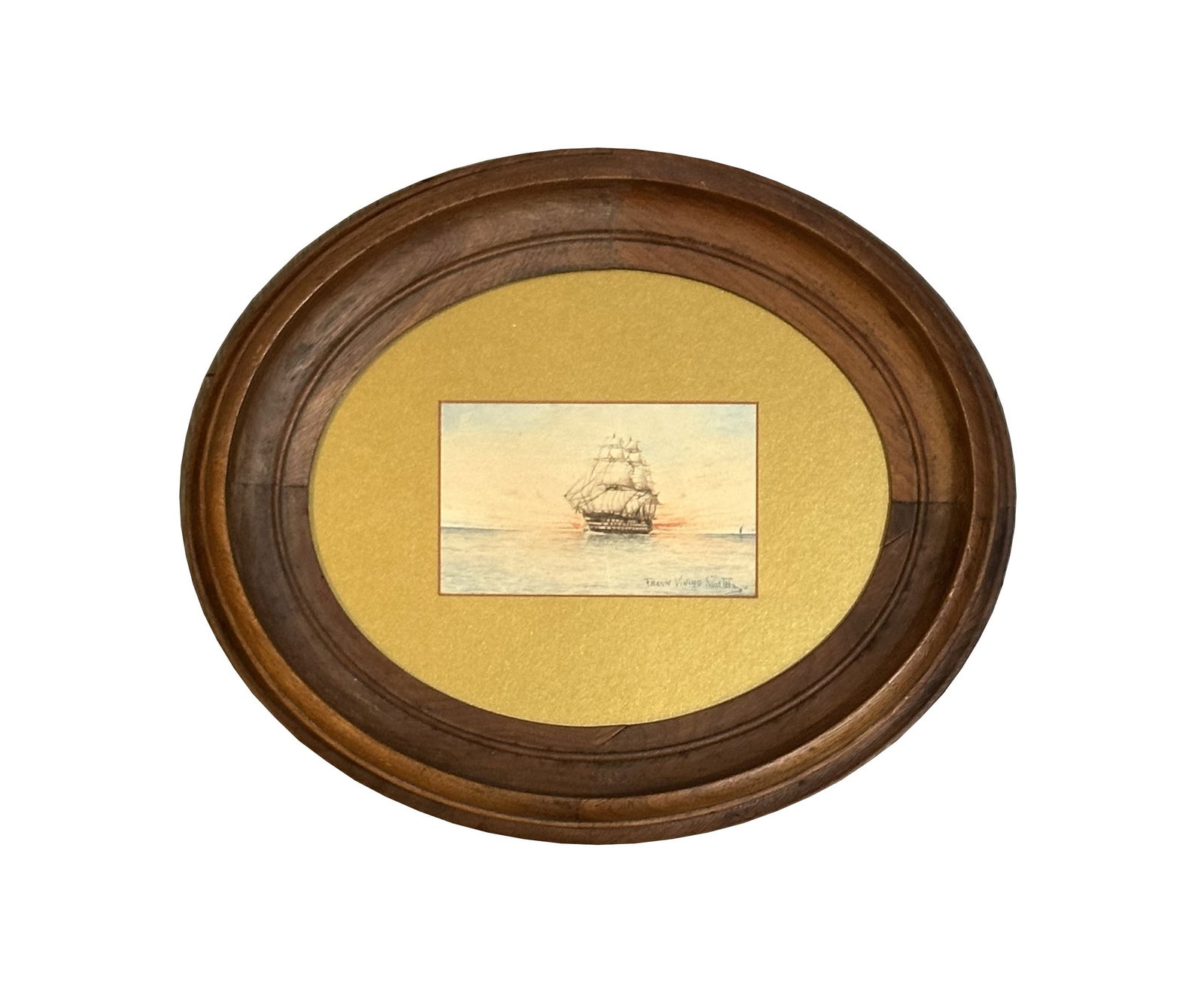 Frank Vining Smith (1879 - 1967) American: Frank Vining Smith (1879 - 1967) American Watercolor on Paper Measure 3"in H x 5"in W and 11 1/4"in H x 13 1/4"in W with frame Known for: Marine-ship, wildlife, illustration Biography: Frank Vining Sm