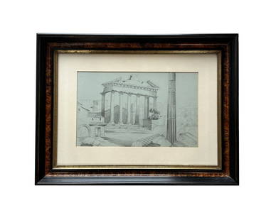 Louis Comfort Tiffany (1848 - 1933) American: Louis Comfort Tiffany (1848 - 1933) American Pencil on Paper Measure 8"in H x 13"in W and 15 3/4"in H x 20 3/4"in W with frame Biography: Born in New York City to the founder of Tiffany & Co., the fam