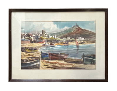 Henry Martin Gasser (1909 - 1981) American: Henry Martin Gasser (1909 - 1981) American Watercolor on Paper Measure 15"in H x 22 3/4"in W and 22 1/2"in H x 30"in W with frame Known for: Town-landscape, marine, genre Biography: