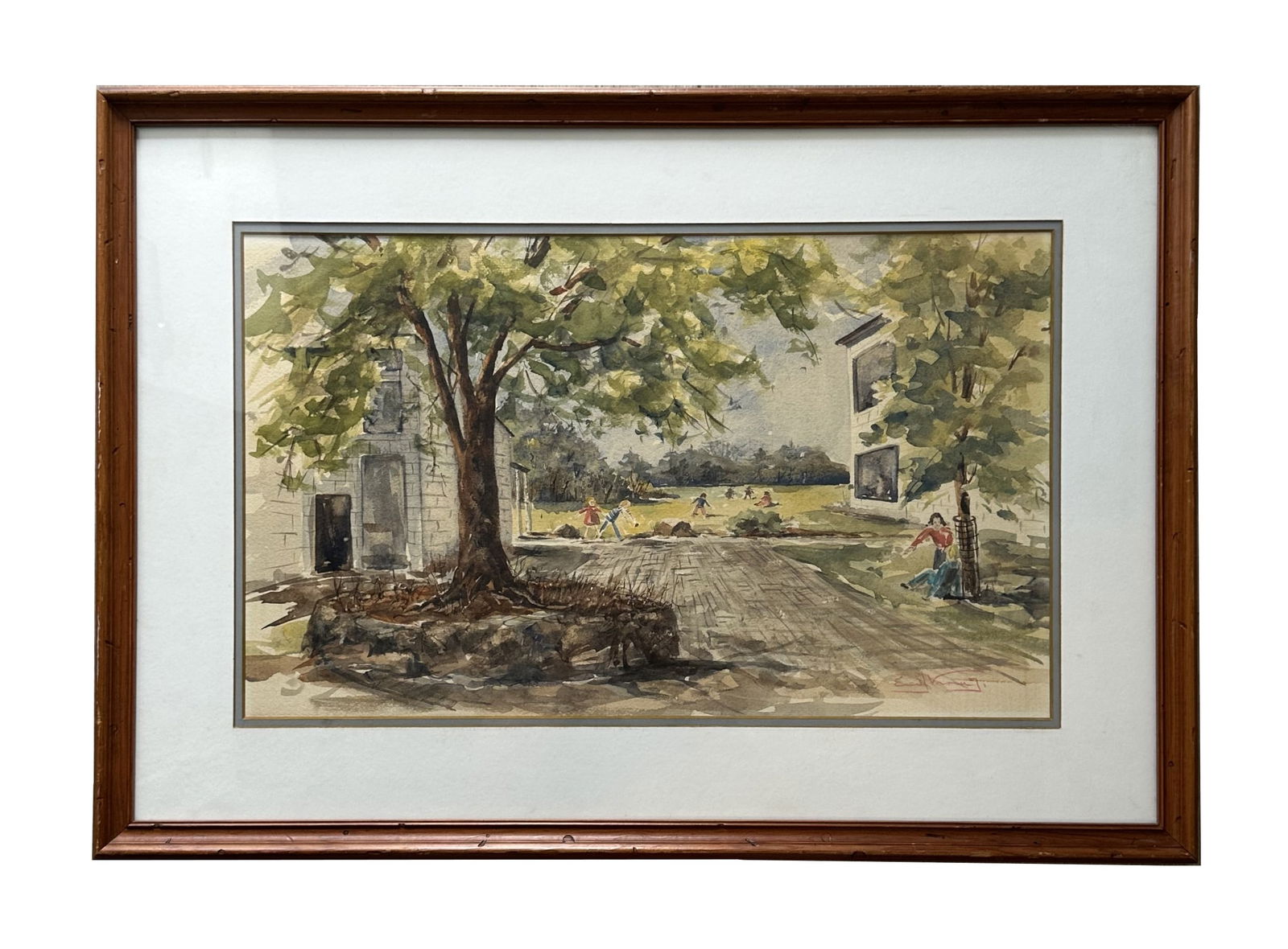Emil Jean Kosa, Jr. (1903 - 1968) France: Emil Jean Kosa, Jr. (1903 - 1968) France Watercolor on Paper Measure 12"in H x 20"in W and 19"in H x 27"in W with frame Known for: Regional landscape, figure-nude and still life painting Biography: Bo