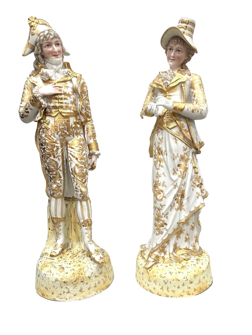 Pair of Sitzendorf German Neoclassical Figures Bisque Porcelain Circa 1890 (1 of 13)
