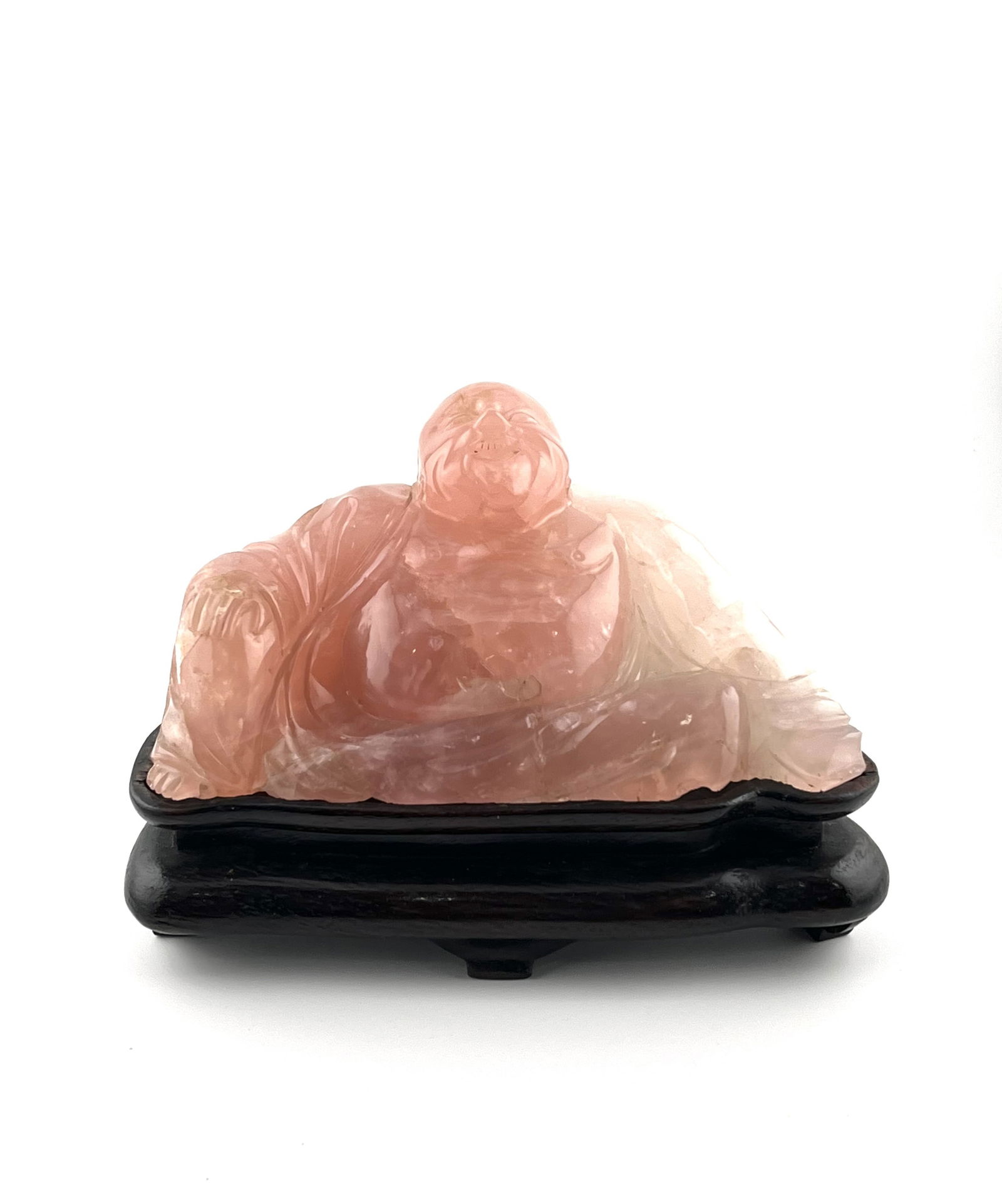 Chinese Carved Rose Quartz Buddha (1 of 6)