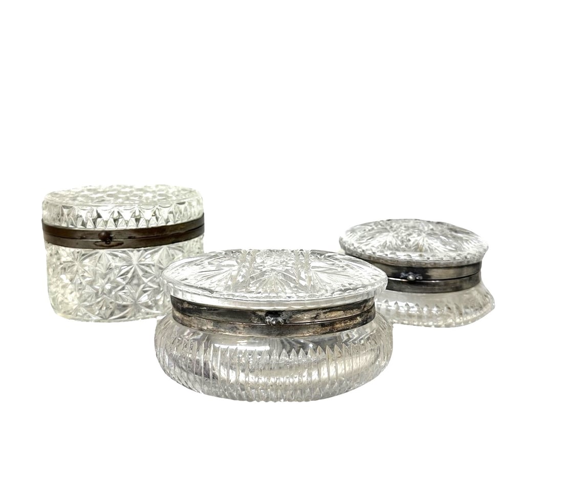 Three Crystal Glass Jewerly Box Vintage Decoration (1 of 4)