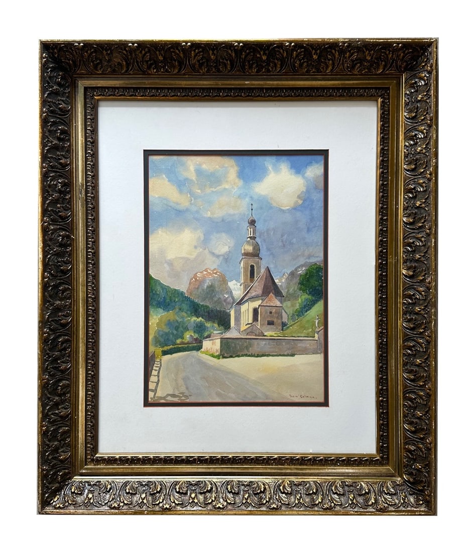 Samuel Colman (1832 - 1920) American: Samuel Colman (1832 - 1920) American Watercolor on Paper Measure 13 3/4"in H x 10"in W and 25 1/2"in H x 21 1/2"in W x 2 1/4"in D with frame Known for: Landscape, animal, genre and botanical painting