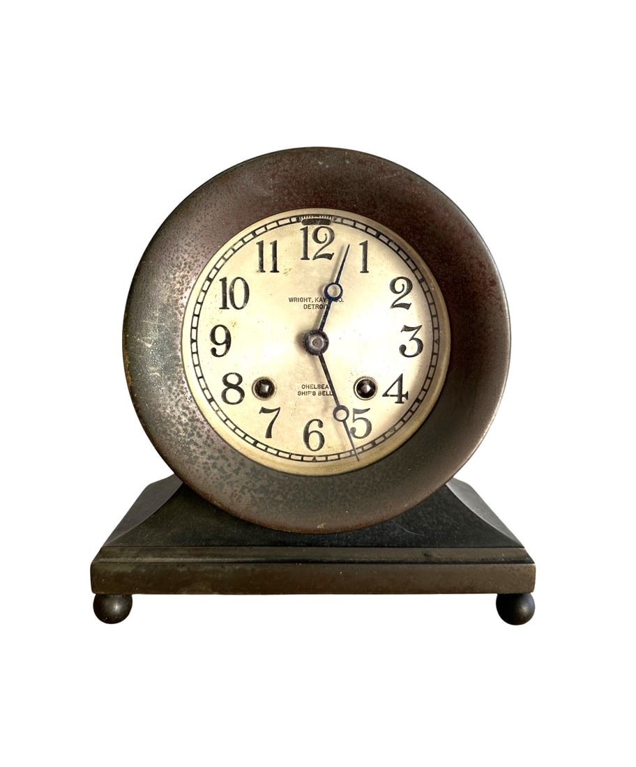 Chelsea Ship's Bell Shelf Clock Retailed by Wright Kay & Co Detroit (1 of 5)