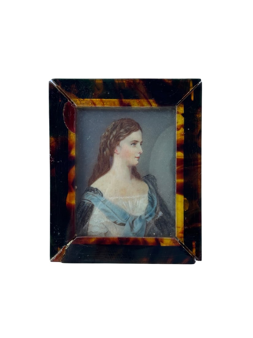 Joseph Karl Stieler (1781 - 1858) Germany: Antique French Hand Painted Miniature Portrait Plaque by Joseph Karl Stieler (1781 - 1858) Germany Measure 2 3/4"in H x 2 1/4"in W and 4"in H x 3 1/4"in W with frame Known for: Painting and sculpture 