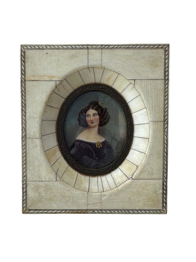 Joseph Karl Stieler (1781 - 1858) Germany: Antique French Hand Painted Miniature Portrait Plaque by Joseph Karl Stieler (1781 - 1858) Germany A portrait of Anna R. Kaula Measure 2 1/4"in H x 1 3/4"in W and 4 3/4"in H x 4"in W with frame Known 