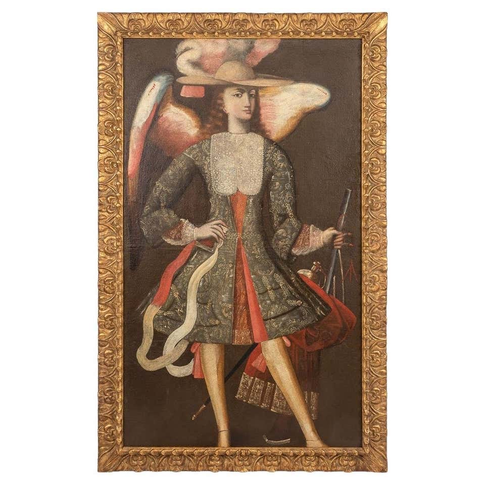 18th Century Oil on Canvas of an Angel Arcabucero 'Cusco, Peru' (1 of 11)