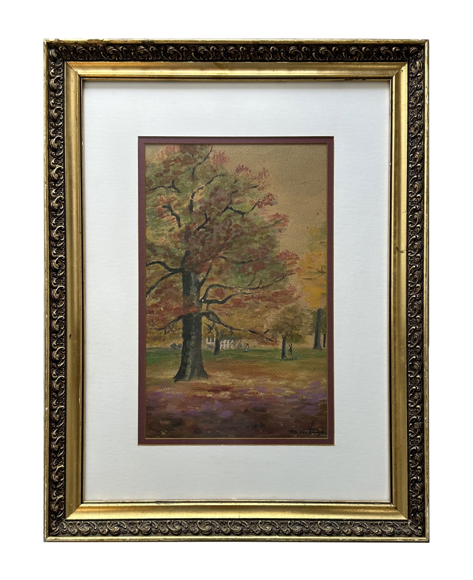 Medard Verburgh (1886 - 1957) Belgium: Medard Verburgh (1886 - 1957) Belgium Watercolor on Paper Measure 14"innH x 8 1/2"in W and 23"in H x 17 1/2"in W with frame Known for: Landscape painting Name variants: Medard Verbrugh, Medard Verburg