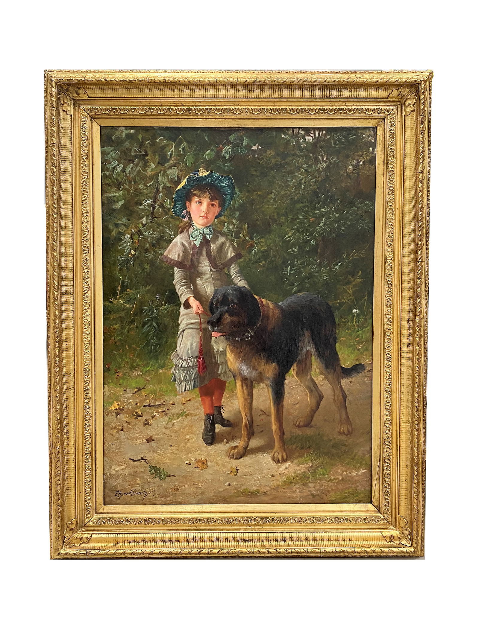 Edgar Bundy (1862-1922) British: Edgar Bundy (1862-1922) British Oil on Canvas Measure 35 1/2"in H x 25 1/2"in W and 45"in H x 35"in W with frame