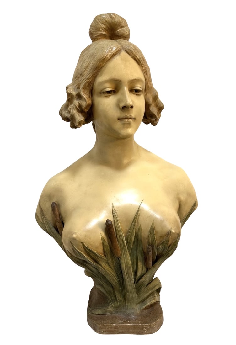 20th Century French Art Nouveau Terracotta Bust by Affortunato (Fortunato) Gory (1895 - 1925) Italy (1 of 8)