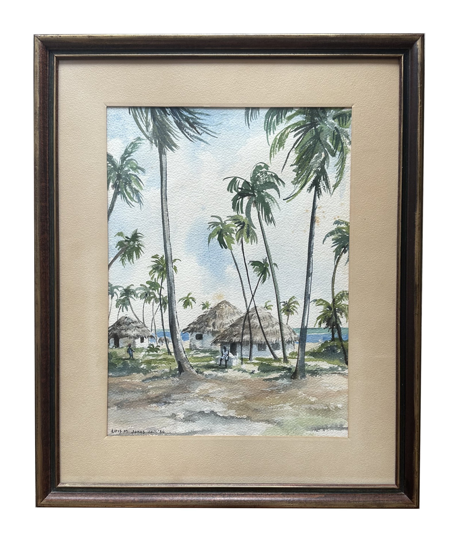 Lois Mailou Jones (1905 - 1998) American: Lois Mailou Jones (1905 - 1998) American Watercolor on Paper Measure 15"in H x 11"in W and 21 1/2"in H x 17 1/2"in W with frame Known for: African figure-genre, landscape, still life and mask painting