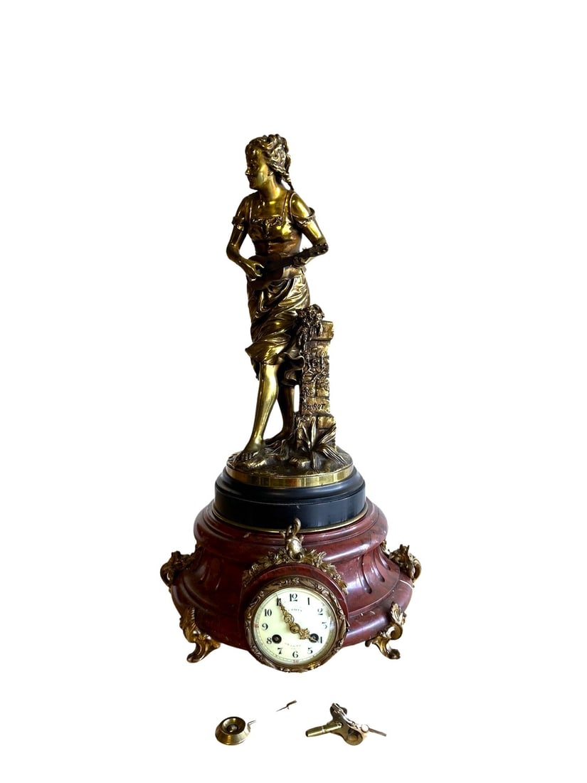 Eutrope Bouret (1833 - 1906) French Marble and Bronze Clock (1 of 8)