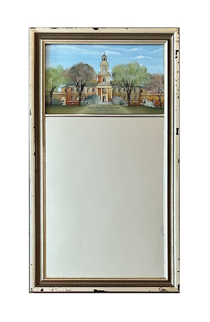 John Hopkins University Hand Painted Reverse Art Glass Painted Mirror (1 of 2)