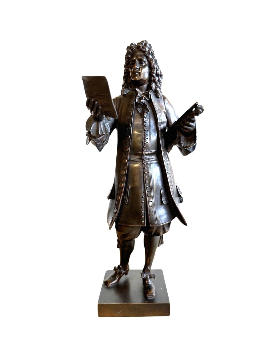 Leon Pilet (1840 - 1916) France: Leon Pilet (1840 - 1916) France Title: George Handel Bronze Sculpture Measure 12 1/2"in H x 3 1/4"in W x 3 1/4"in D Known for: Sculpture Name variants: Leon Pilet, Leon Pillet