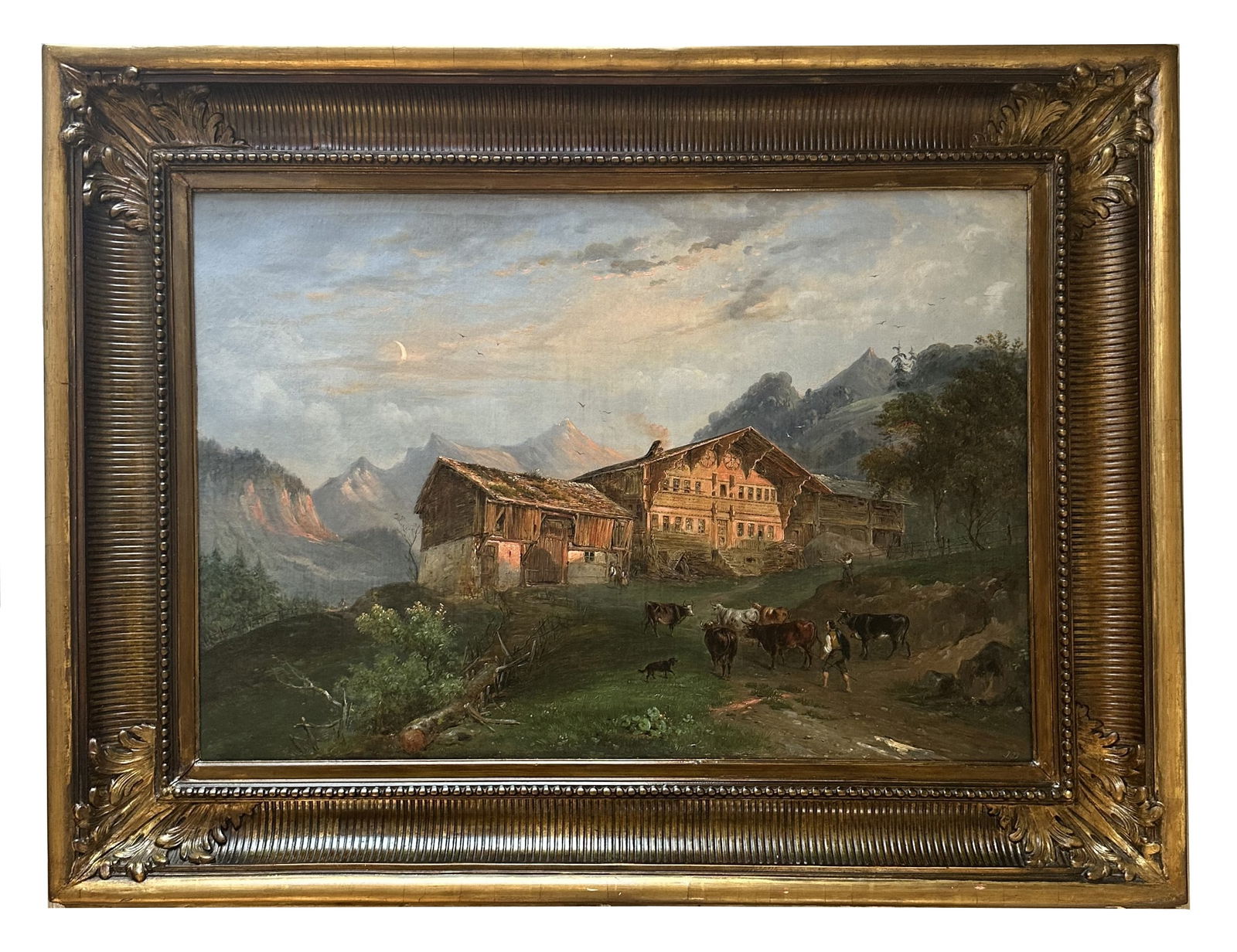 Jules Dupre (1811 - 1889) France: Jules Dupre (1811 - 1889) France Oil on Canvas Sign in Monogram J D Measure 21"in H x 32"in W and 31"in H x 40 1/2"in W with frame Known for: Barbizon style landscape painting Biography: Jules Dupre (