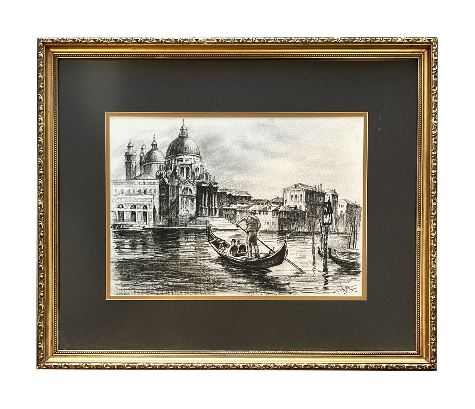 Europe Venice Italy Cityscape Charcoal Drawing (1 of 5)
