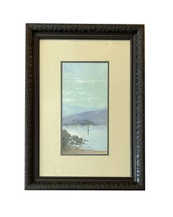 William Partridge Burpee (1846 - 1940) American: William Partridge Burpee (1846 - 1940) American Pastel on Paper Measure 16"in H x 8"in W and 28 1/4"in H x 20 1/4"in W with frame Known for: Coastal view, landscape, genre, figure Biography: Landscape