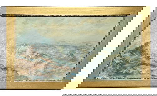 Richard Buckner Gruelle (1851 - 1914) American: Richard Buckner Gruelle (1851 - 1914) American Watercolor on Paper Measure 13"in H x 25"in W and 17"in H x 28 3/4"in W with frame Known for: Landscape, portrait and marine painting Biography: Though a