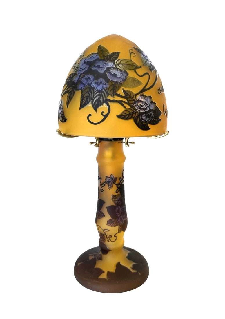 French Cameo Art Glass Lamp Galle Style (1 of 6)