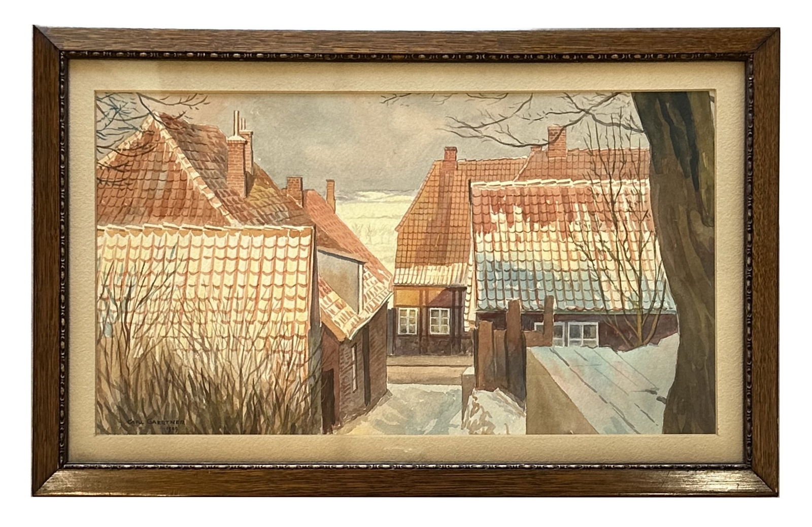 Carl Frederick Gaertner (1898 - 1952) American: Carl Frederick Gaertner (1898 - 1952) American Watercolor on Paper Measure 10"in H x 18"in W and 13 1/2"in H x 21 1/2"in W with frame Known for: Painting-industrial scenes Biography: Carl Gaertner was