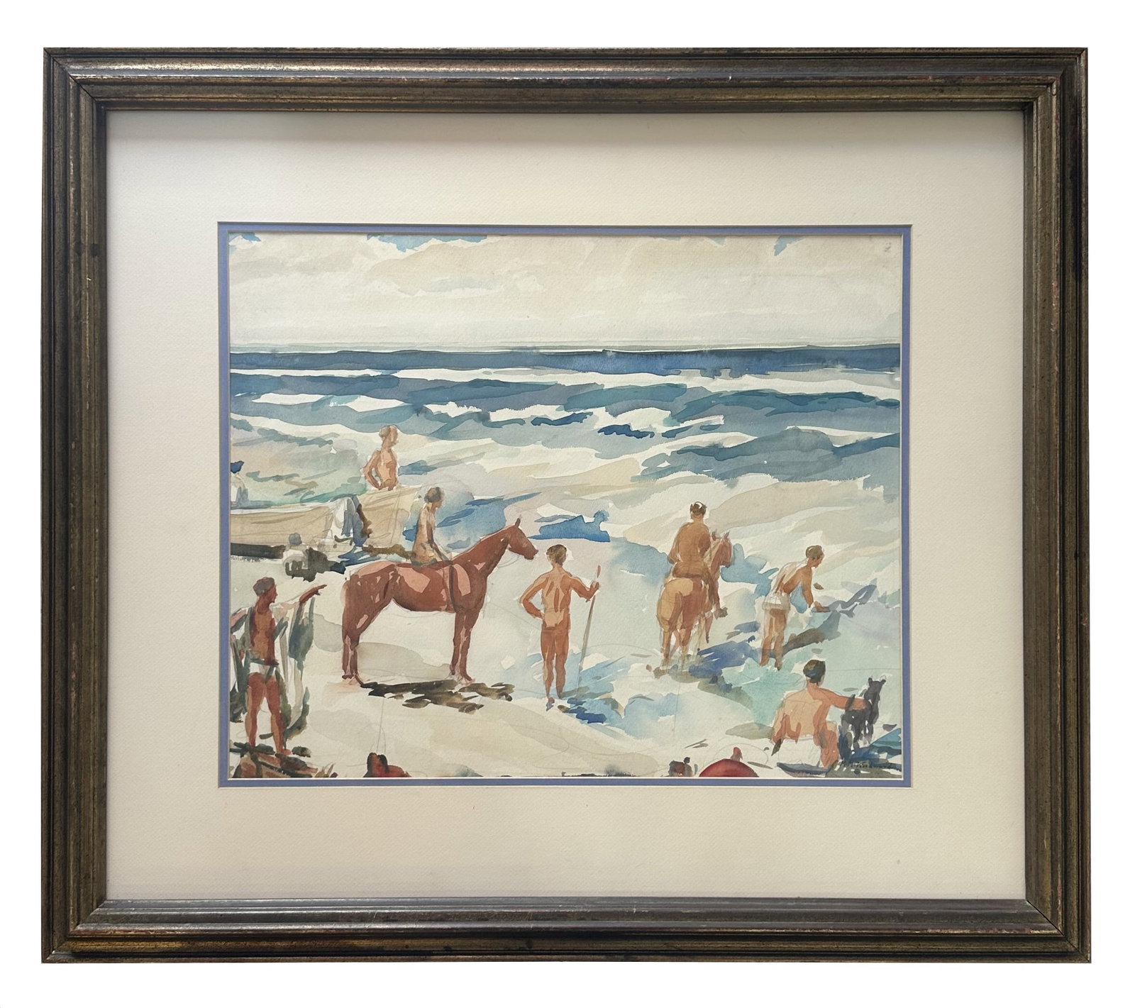 Mabel May Woodward (1877 - 1945) American: Mabel May Woodward (1877 - 1945) American Watercolor on Paper Measure 17"in H x 21"in W and 28 1/2"in H x 32 1/2"in W with frame Known for: Sea-landscape, genre and portrait painting Biography: Born i