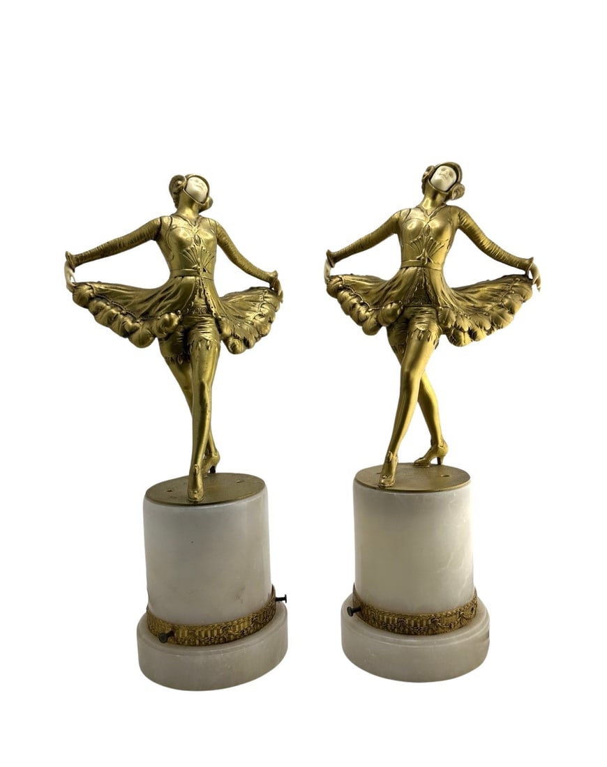 Pair of Antiques Bronze Table Lamps (1 of 6)