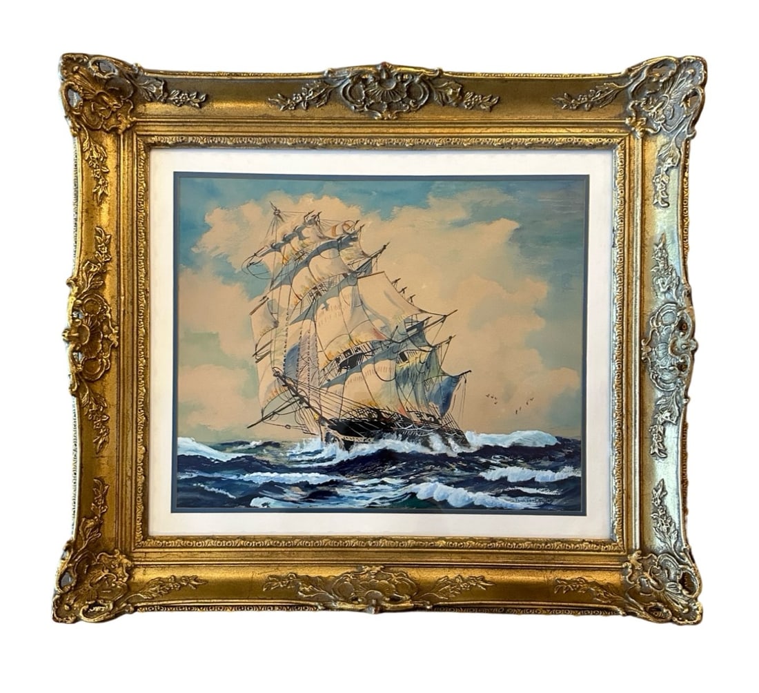 Frank Vining Smith (1879 - 1967) American: Frank Vining Smith (1879 - 1967) American Watercolor on Paper Measure 17 1/2"in H x 21 1/2"in W and 28 1/2"in H x 32 1/2"in W x 3 1/2"in D with frame Known for: Marine-ship, wildlife, illustration Bio