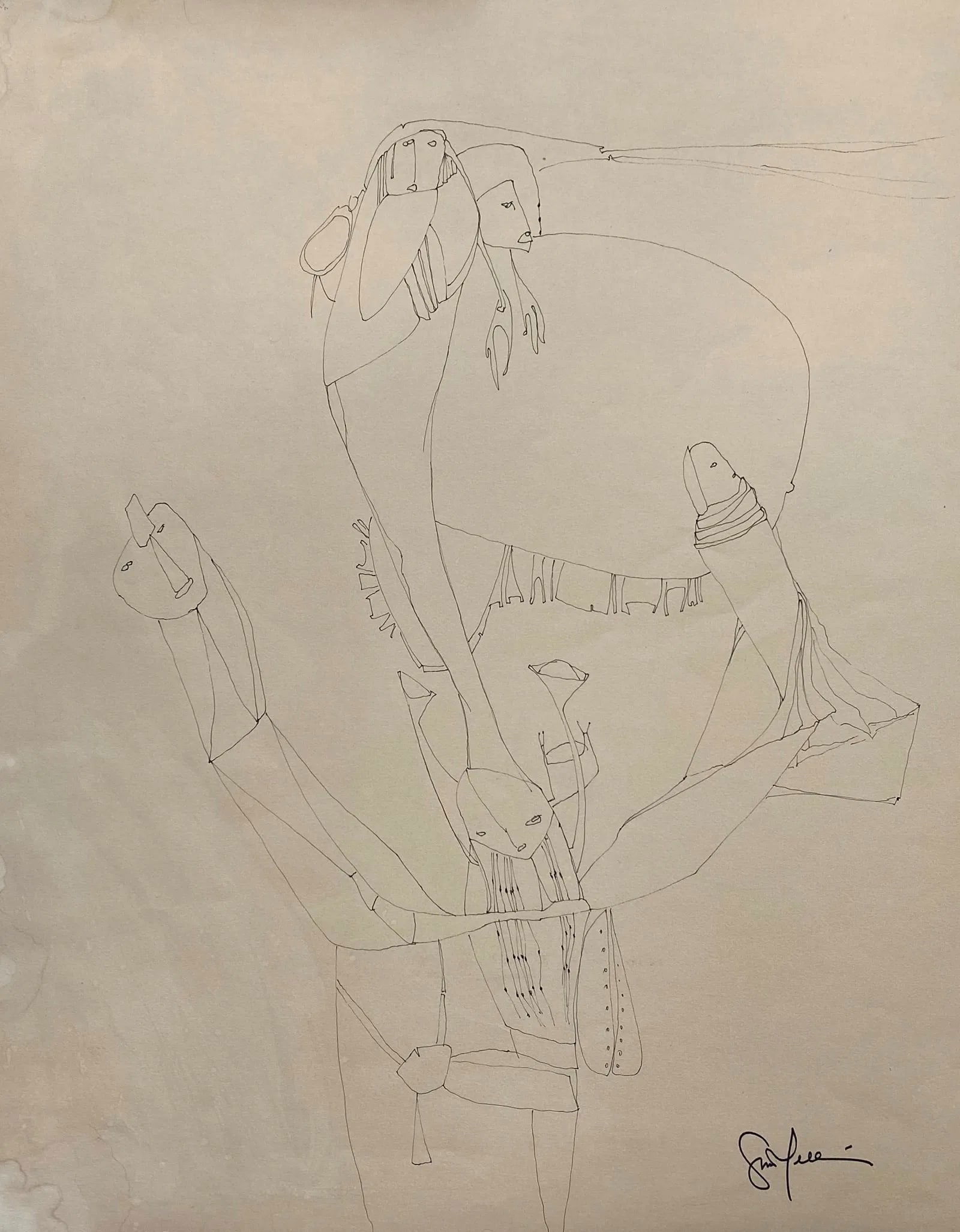 Gina Pellon (1926 - 2014) Cuban: Gina Pellon (1926 - 2014) Cuban Drawing Period: Circa 1960 - 1970 Measure 26"in H x 20"in W. No frame Biography: Gina Pellon (December 26, 1926 - March 27, 2014) was a Cuban painter who lived in Franc