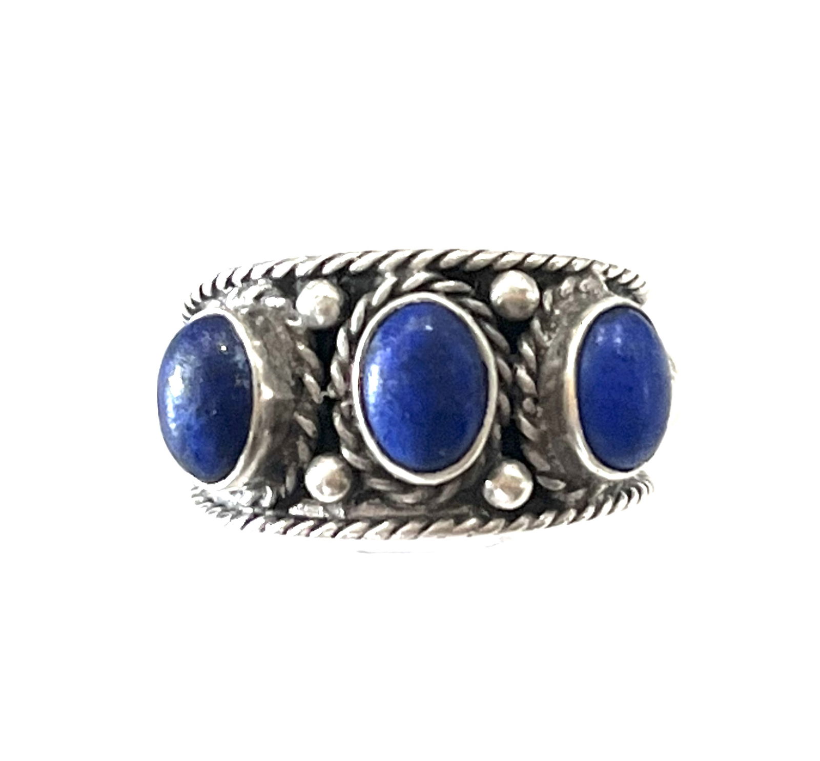 .925 Sterling Silver and Lapiz Lazuli Navajo Ring: .925 Sterling Silver and Lapiz Lazuli Navajo Ring Weight 0.2 oz ( 5 grams ) Size 6 1/2