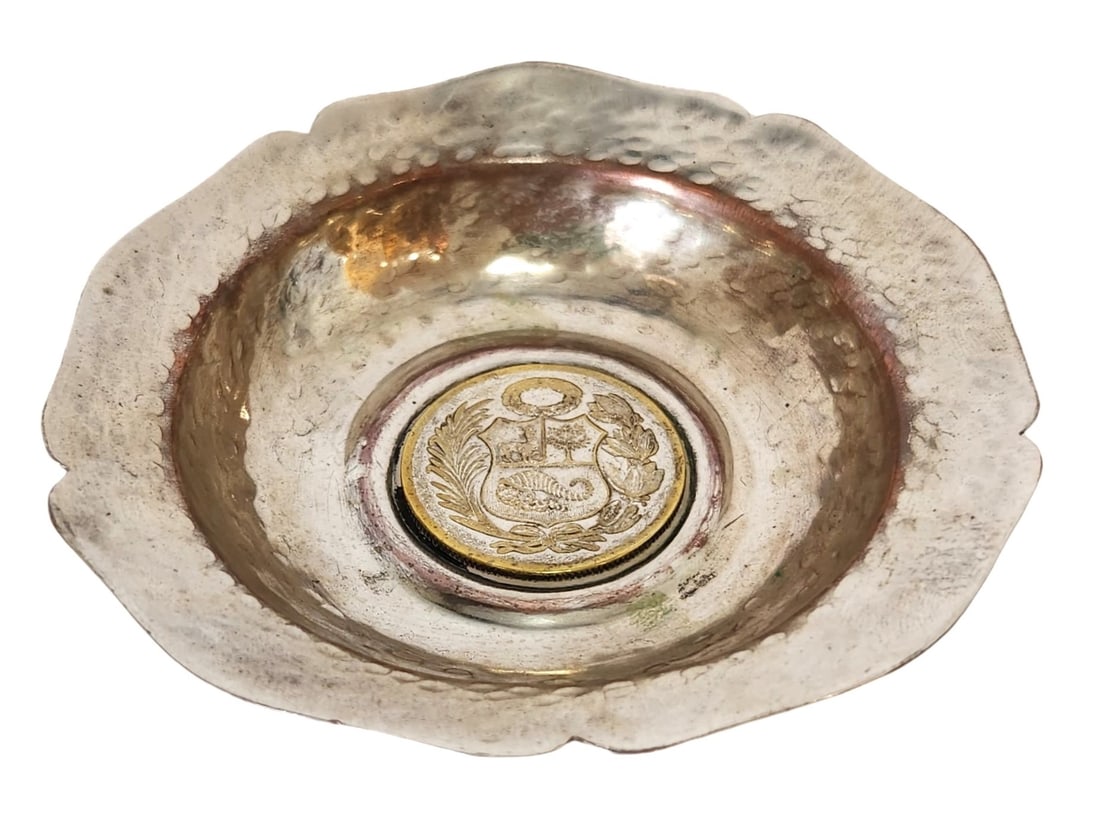 Industria Peruana Plata Esterlina 925 Camusso 1 Sol Silver Dish Coin Plate Dish (1 of 6)