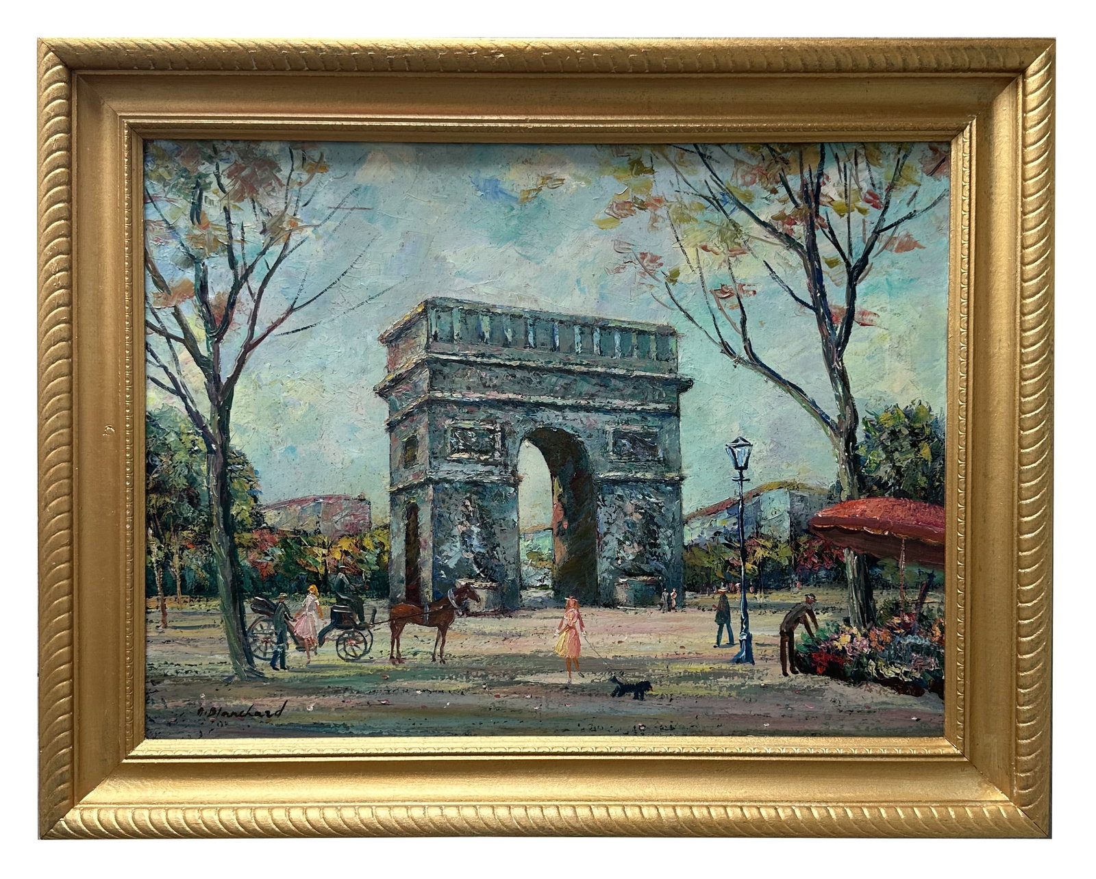 Antique French Impressionist Oil Painting Signed A Blanchard: Antique French Impressionist Oil Painting Signed A Blanchard Oil on Canvas Measure 18"in H x 24"iin W and 22 1/2"in H x 28 1/2"in W with frame
