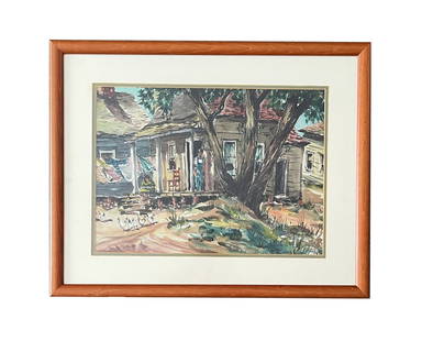 Henry Martin Gasser (1909 - 1981) American: Henry Martin Gasser (1909 - 1981) American Watercolor on Paper Measure 13"in H x 18"in W and 20"in H x 25"in W with frame Known for: Town-landscape, marine, genre Name variants: Martin Henry Gasser Bi