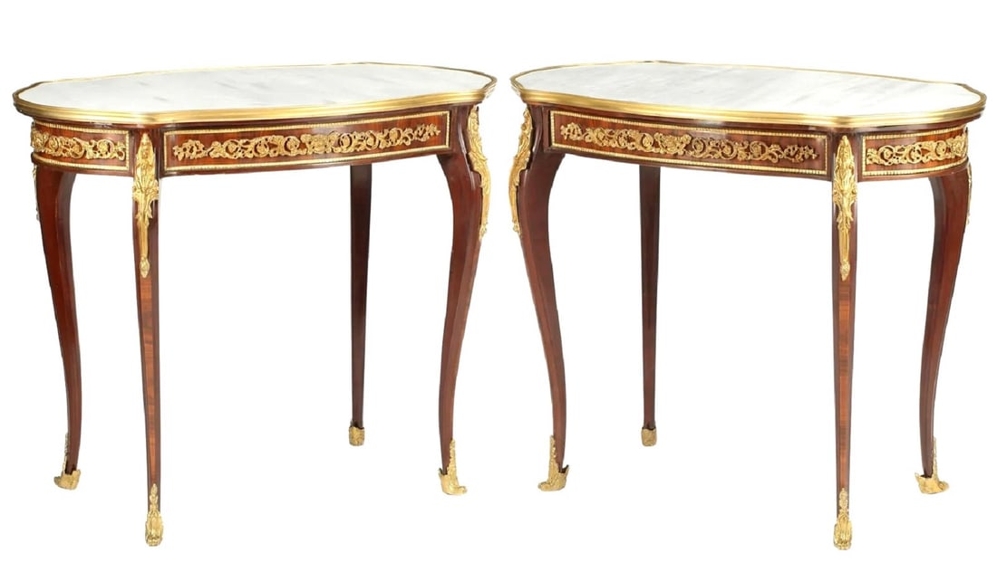 Pair of Louis XV Style Ormolu Mounted Tables (1 of 4)