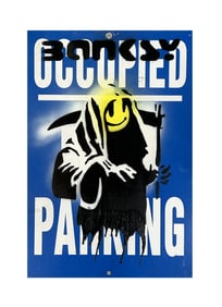 Banksy - Spray Paint Graffiti Occupied Parking Sign