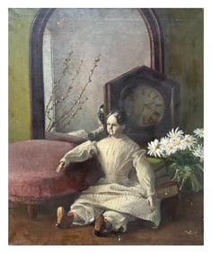 Vintage Oil Painting Signed - Doll House