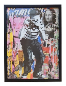 Mr. Brainwash, "Smile" Custom Framed Plate Signed Offset Lithograph.