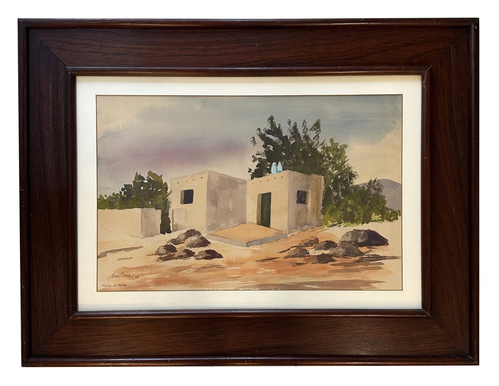 Eric Sloane (1905/10 - 1985) American: Eric Sloane (1905/10 - 1985) American Watercolor on Paper Measure 13 1/2"in H x 20 3/4"in H x 31 1/2"in W with frame Known for: Rural landscape painting, book illustration Name variants: Everard Jean